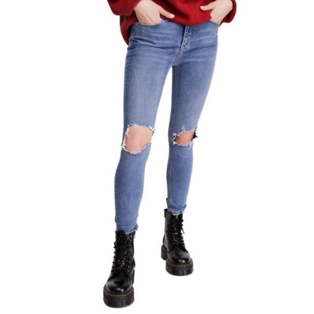 FREE PEOPLE Ultra Distressed Knee Skinny Denim Jeans